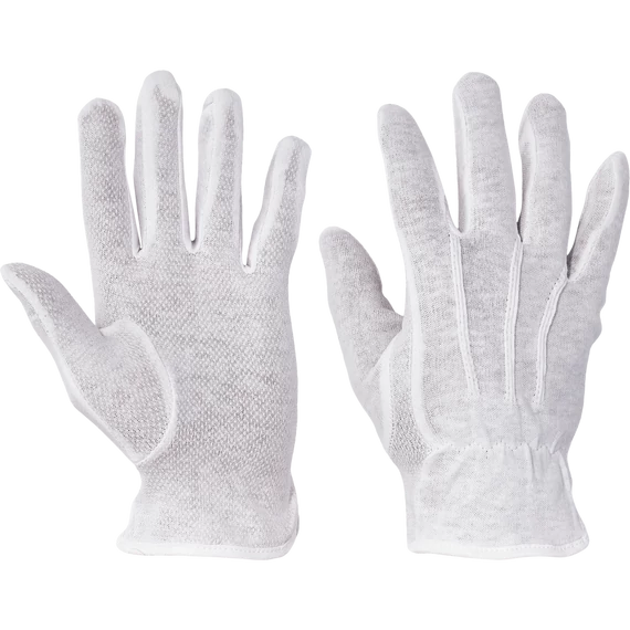 BUSTARD pamutkesztyű fehér + PVC pöttyök