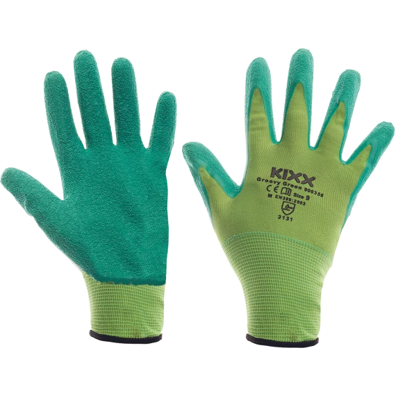 GROOVY GREEN kesztyű nylon, latex tenyérrel