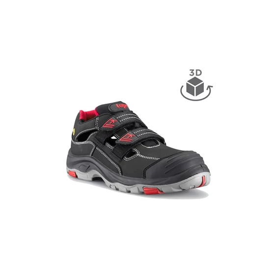 Védőszandál S1P ESD SRC PU/gumi talppal TOP BROOKLYN SANDAL, fekete/piros