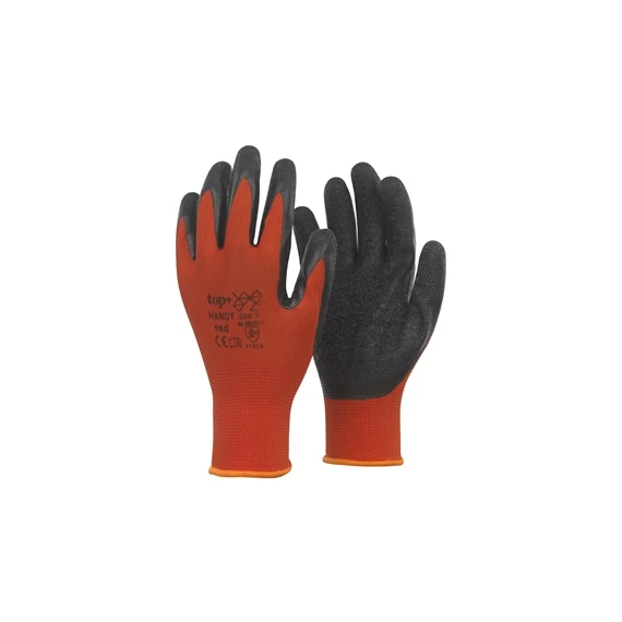 Védőkesztyű latex mártott magas kopásállóság TOP HANDY, piros/fekete