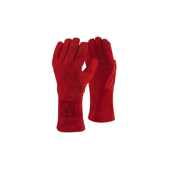 TOP WELDING-R Base bélelt hegesztőkesztyű, erős marhabőr, piros, 10