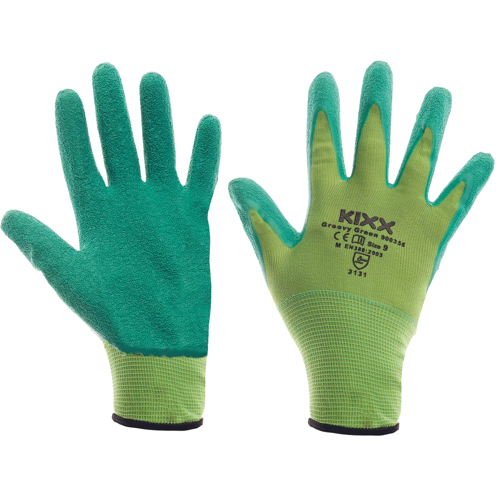 GROOVY GREEN kesztyű nylon, latex tenyérrel