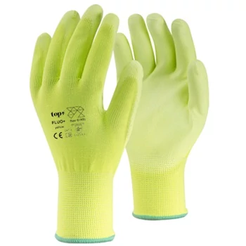 Kesztyű poliészter PU mártással TOP FLUO-Y PLUS, fluo srága