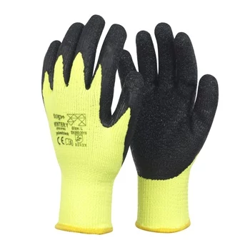 Kesztyű latex mártott kevertszálas TOP WINTER Y, sárga/fekete